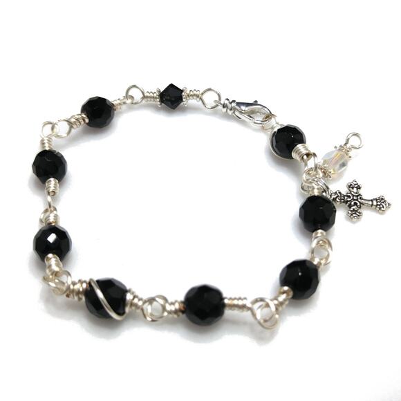 Handmade Wire Wrapped Bracelet, Cross Charm - Picture 3 of 9